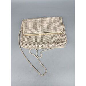 VINTAGE PELLE ITALIA OF ITALY Ivory METAL MESH EVENING BAG 10" WIDE